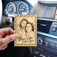Custom Photo,Gift For Father,Gift For Mother,Family,Happy - Custom Photo Pencil Sketch Drive Safe I Love You - Personalized Custom Shaped Car Visor Clip