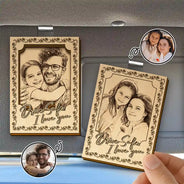 Custom Photo,Gift For Father,Gift For Mother,Family,Happy - Custom Photo Pencil Sketch Drive Safe I Love You - Personalized Custom Shaped Car Visor Clip