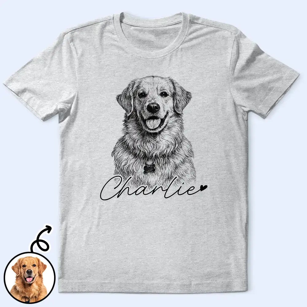 Custom Photo Pencil Sketch Family Besties Dog Cat Portrait - Personalized T Shirt