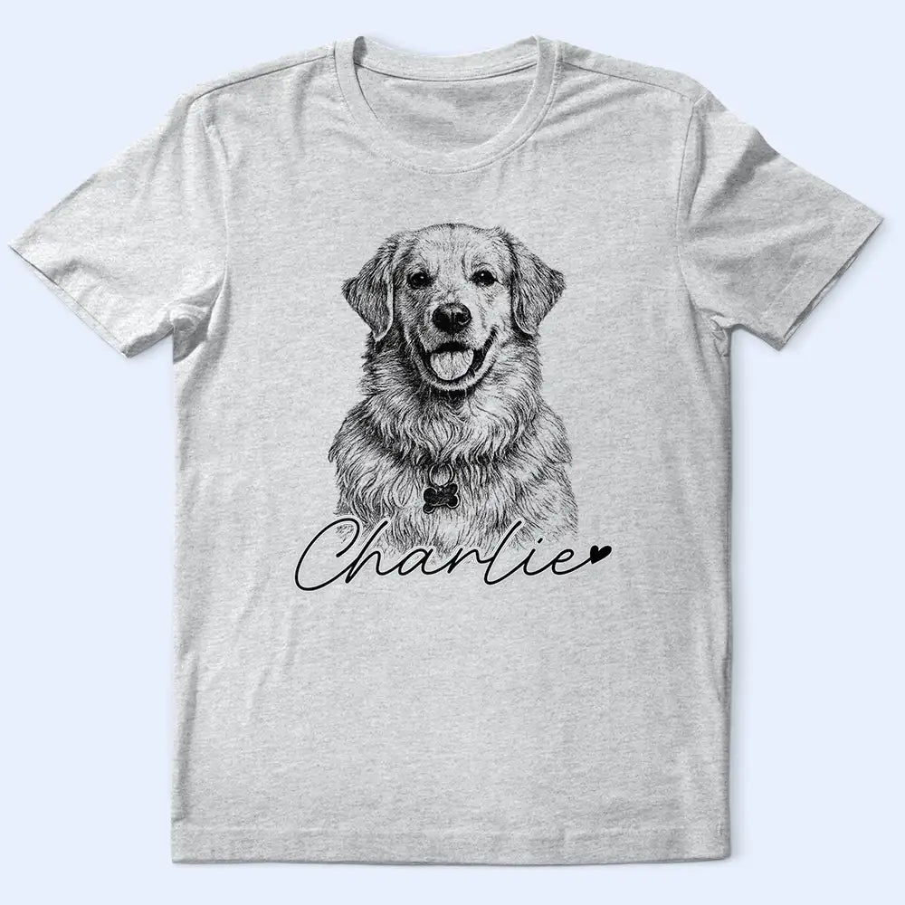 Custom Photo Pencil Sketch Family Besties Dog Cat Portrait - Personalized T Shirt