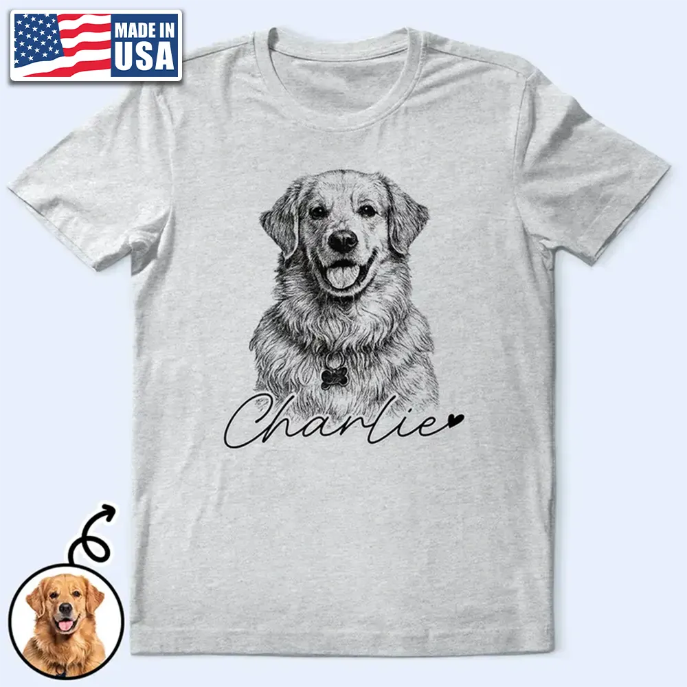 Custom Photo Pencil Sketch Family Besties Dog Cat Portrait - Personalized T Shirt