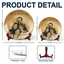 Family, Gift For Bestie, Dog Lovers, Cat Lovers, Happy, Custom Photo, Gift For Mother, Gift For Father - Custom Photo Pencil Sketch Family Dog Cat Portrait - Personalized Ceramic Plate