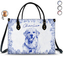 Family,Gift For Bestie,Dog Lovers,Cat Lovers,Happy,Custom Photo,Gift For Mother,Gift For Father - Custom Photo Pencil Sketch Family Dog Cat Portrait - Personalized Leather Bag