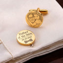 Art Design,Sentimental,Gift For Father,Wedding,Photo - Pencil Sketch - Bold,Custom Text - Custom Photo Pencil Sketch Father Of Bride Groom Team Groom Wedding Favors - Personalized Circular Cufflinks
