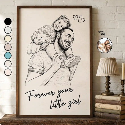 Custom Photo Pencil Sketch Forever Your Little Girl - Personalized Pos ...