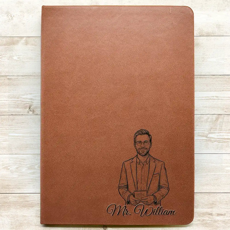 Grateful,Art Design,Teacher,Back To School,Retirement,Photo - Pencil Sketch - Remove BG - Custom Photo Pencil Sketch Funny Things My Students - Personalized Leather Journal