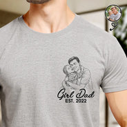 Gift For Father,Love,Non-Eng,Photo - Pencil Sketch,Adorable - Custom Photo Pencil Sketch Girl Dad - Personalized T Shirt