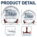 Custom Photo,Family,Happy - Custom Photo Pencil Sketch House Sketch Where Love Never Ends - Personalized Ceramic Plate