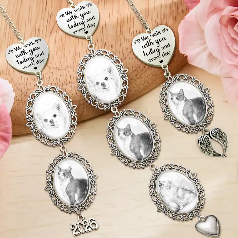 Memorial, Sad, Parents, Gift For Grandparents, Gift For Daughter, Gift For Son, Graduation - Custom Photo Pencil Sketch I Am Walking Beside You Memorial - Personalized Graduation Tassel Charm