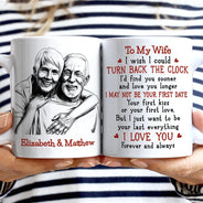 Gift For Couples,Gift For Husband,Gift For Wife,Gift For Girlfriend,Gift For Boyfriend,Love - Custom Photo Pencil Sketch I Wish I Could Turn Back The Clock - Personalized Mug