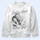 Gift For Husband, Gift For Father, Gift For Grandpa, Non-Eng, Photo - Pencil Sketch, Humorous - Custom Photo Pencil Sketch Just A Dad And His Girl Boy - Personalized T Shirt