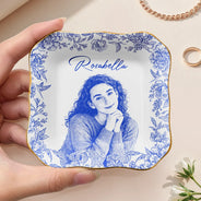 Gift For Mother,Gift For Grandma,Family,Dog Lovers,Dog Mom,Cat Lovers,Cat Mom,Pet Lovers,Pet Mom,Gift For Bestie,Happy - Custom Photo Pencil Sketch Loving Couple Family Pet - Personalized Ring Dish