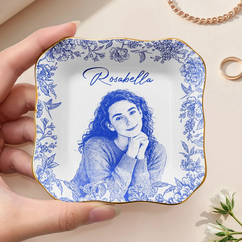 Gift For Mother,Gift For Grandma,Family,Dog Lovers,Dog Mom,Cat Lovers,Cat Mom,Pet Lovers,Pet Mom,Gift For Bestie,Happy - Custom Photo Pencil Sketch Loving Couple Family Pet - Personalized Ring Dish