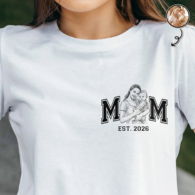Gift For Mother,Gift For Father,Love,New Dad,New Mom,Photo - Pencil Sketch - Custom Photo Pencil Sketch New Dad New Mom - Personalized T Shirt
