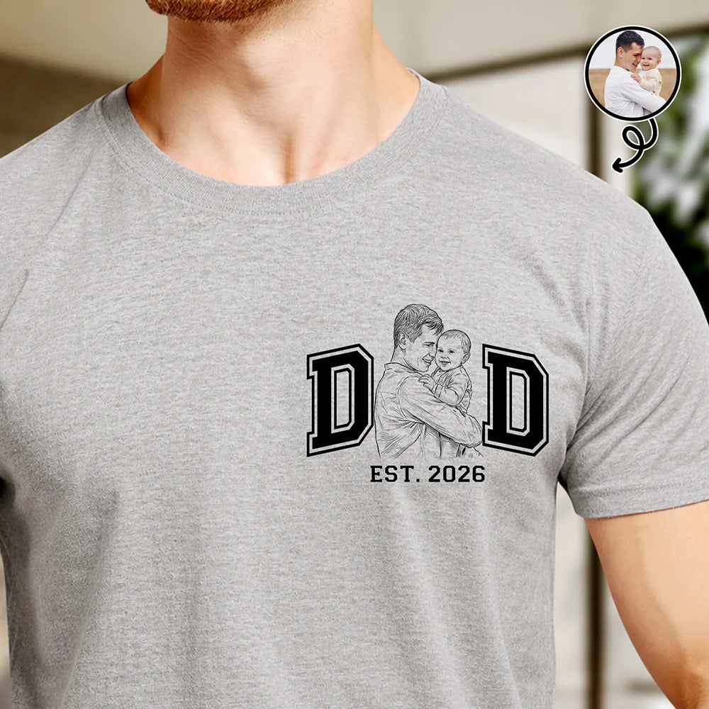 Gift For Mother,Gift For Father,Love,New Dad,New Mom,Photo - Pencil Sketch - Custom Photo Pencil Sketch New Dad New Mom - Personalized T Shirt