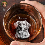 Pet Lovers,Pet Mom,Pet Dad,Dog Lovers,Dog Mom,Dog Dad,Cat Lovers,Cat Mom,Cat Dad,Happy - Custom Photo Pencil Sketch Pet Portrait - Personalized Whiskey Glass