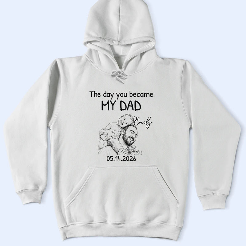Custom Photo,New Dad,New Mom,New baby,Gift For Father,Photo - Pencil Sketch,Adorable - Custom Photo Pencil Sketch The Day You Became My Mom Dad - Personalized T Shirt