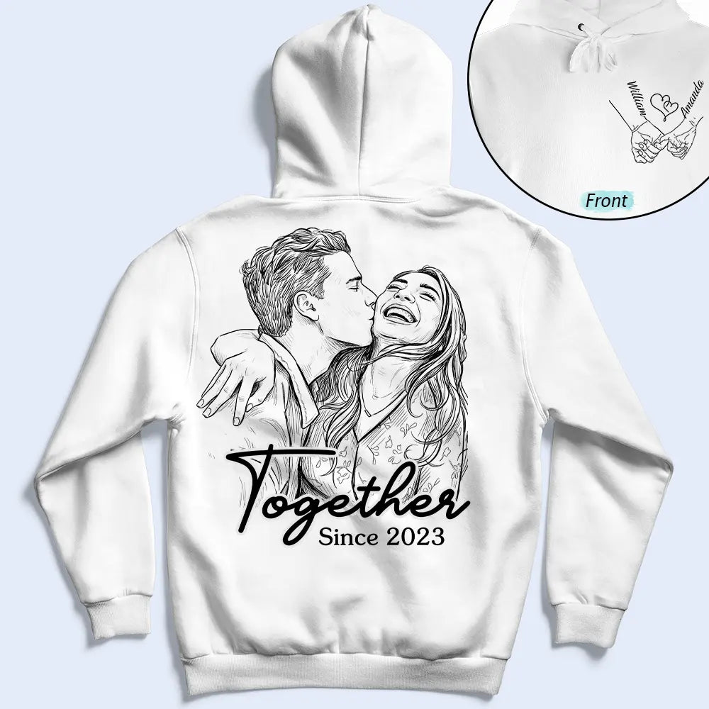 Custom Photo,Art Design,Gift For Couples,Romantic,Photo - Pencil Sketch - Remove BG - Custom Photo Pencil Sketch Together Since Couple - Personalized T Shirt