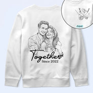 Custom Photo,Art Design,Gift For Couples,Romantic,Photo - Pencil Sketch - Remove BG - Custom Photo Pencil Sketch Together Since Couple - Personalized T Shirt