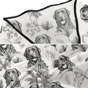 Custom Photo, Art Design, Summer, Pet Mom, Pet Lovers, Gift For Mother, Playful, Photo - Ink Drawing - Custom Photo Ink Drawing Toile De Jouy With Tropical Pattern - Personalized Short Sarong Swimwear Cover Ups