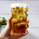 Custom Photo, Art Design, Summer, Pet Lovers, Playful, Photo - Pencil Sketch - Dark BG - Custom Photo White Pencil Sketch Art Toile De Jouy With Tropical Pattern - Personalized Beer Glass