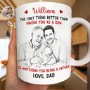 Mom - Daughters (Adult),Mom - Sons,Dad - Daughters (Adult),Dad - Sons,New Dad,New Mom,Love - Custom Photo Pencil Sketch Watching You Being A Mom - Personalized Mug