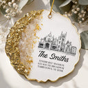 Art Design,Romantic,Gift For Couples,Wedding,Photo - Pencil Sketch - Remove BG (For Landscape) - Custom Photo Pencil Sketch Wedding Venue - Personalized Resin Ornament