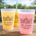 Custom Photo,Art Design,Gift For Couples,Top Market,Wedding,Romantic,Photo - Pencil Sketch - Remove BG - Custom Photo Pencil Sketch Wedding Venue Illustration - Personalized Frosted Cups