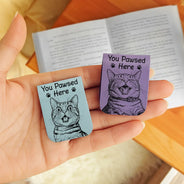 Art Design,Playful,Christmas,Reading,Pet Lovers,Photo - Pencil Sketch - Bold - Custom Photo Bold Sketch You Pawsed Here - Personalized Leather Magnetic Bookmark