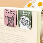 Art Design,Playful,Christmas,Reading,Pet Lovers,Photo - Pencil Sketch - Bold - Custom Photo Bold Sketch You Pawsed Here - Personalized Leather Magnetic Bookmark