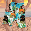 Summer, Custom Photo, Funny, Gift For Men, Gift For Yourself - Custom Photo People And Pet Faces Couple Dog Cat - Personalized Unisex Beach Shorts