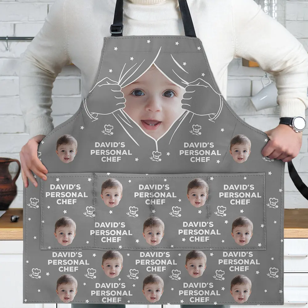 Gift For Husband,Gift For Boyfriend,Gift For Yourself,Gift For Men,Gift For Father,Cooking,Happy,Non-Eng,Photo,Romantic - Custom Photo Personal Chef Husband - Personalized Apron