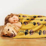 Custom Photo,Pet Lovers,Happy - Custom Photo Pet Dog Cat Face - Personalized Pet Blanket
