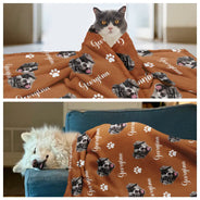 Custom Photo, Pet Lovers, Happy - Custom Photo Pet Dog Cat Face Sidelong - Personalized Pet Blanket