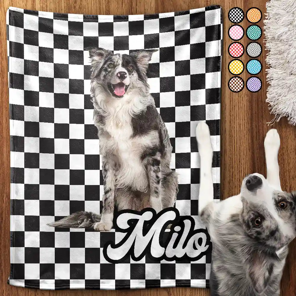 Custom Photo Pet Dog Cat Square Background - Personalized Pet Blanket