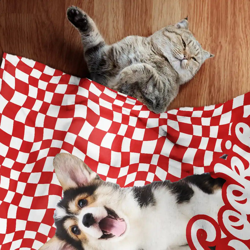 Custom Photo,Pet Lovers,Happy - Custom Photo Pet Dog Cat Square Background - Personalized Pet Blanket
