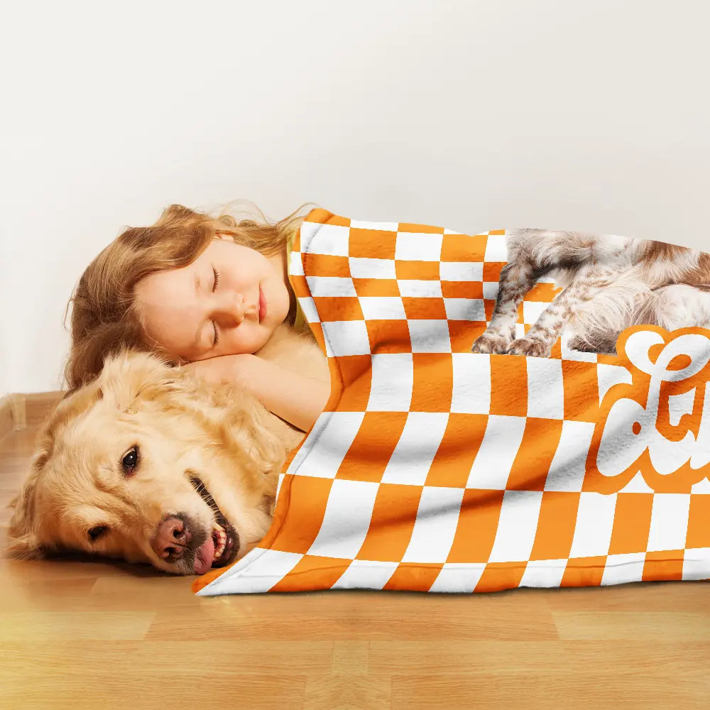 Custom Photo,Pet Lovers,Happy - Custom Photo Pet Dog Cat Square Background - Personalized Pet Blanket