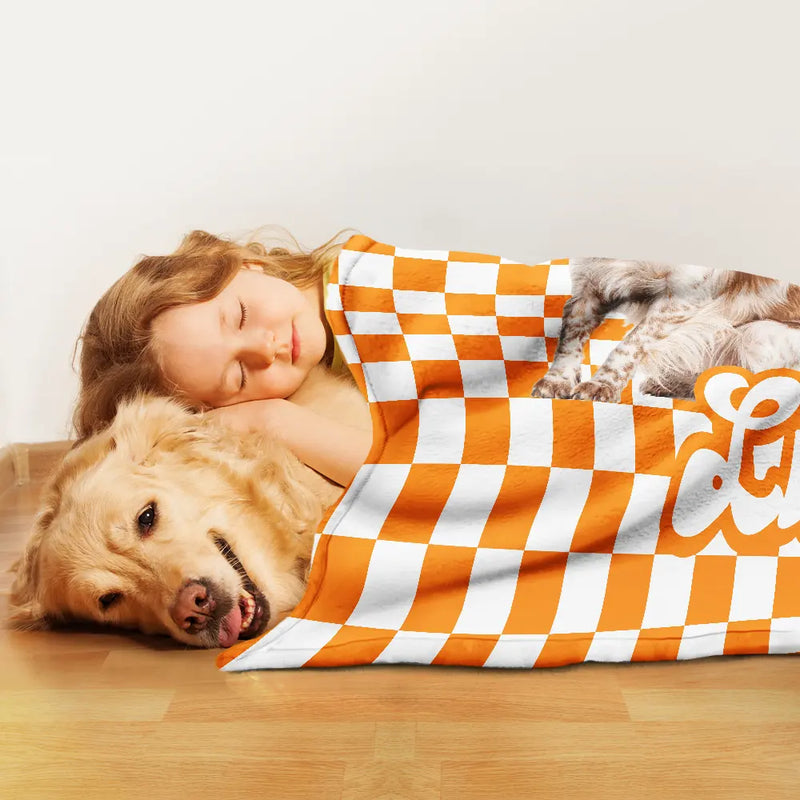 Custom Photo,Pet Lovers,Happy - Custom Photo Pet Dog Cat Square Background - Personalized Pet Blanket
