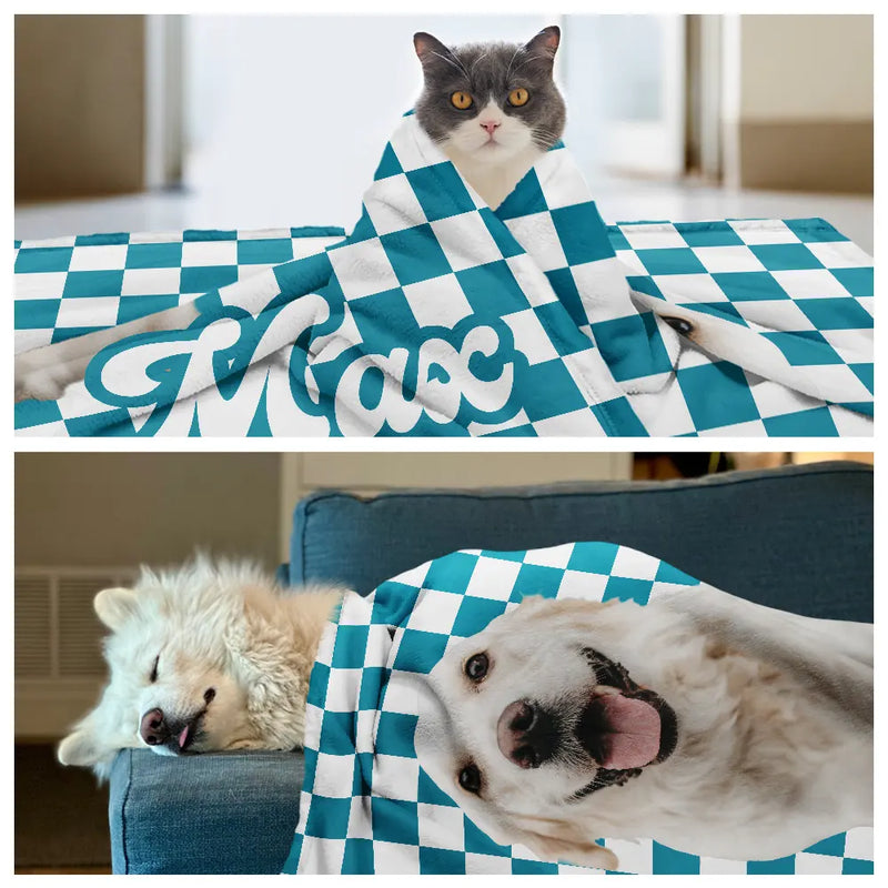 Custom Photo,Pet Lovers,Happy - Custom Photo Pet Dog Cat Square Background - Personalized Pet Blanket