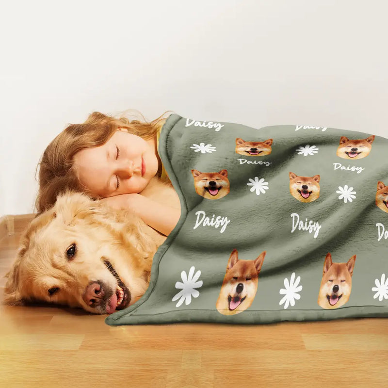 Custom Photo,Pet Lovers - Custom Photo Pet Face Frontside - Personalized Pet Blanket