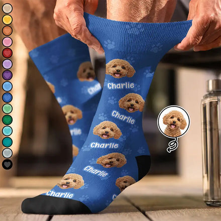Custom Photo Pet Kid Face Pattern Funny - Personalized Crew Socks