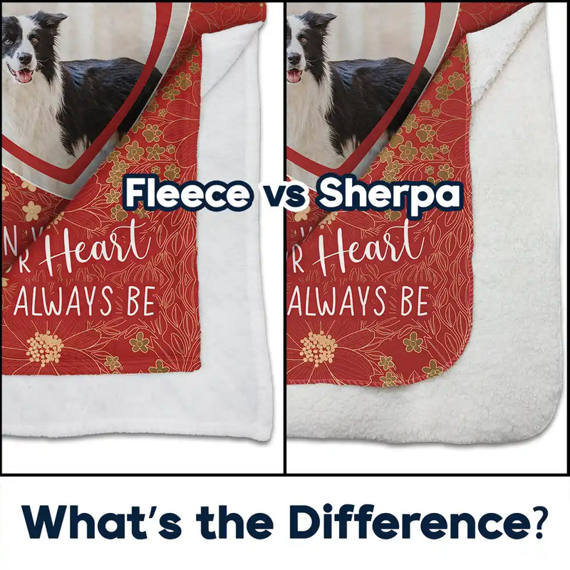 Custom Photo,Pet Lovers,Love - Custom Photo Pet Memorial In Your Heart I Will Always Be - Personalized Fleece Blanket, Sherpa Blanket