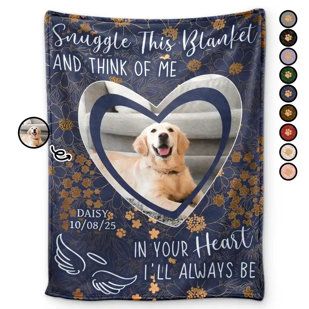Custom Photo Pet Memorial In Your Heart I Will Always Be - Personalized Fleece Blanket, Sherpa Blanket