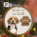 Christmas,Custom Photo,Pet Lovers,Memorial,Sad - Custom Photo Pet Memorial Pet Loss Forever In Our Hearts - Personalized 2-Layered Wooden Ornament