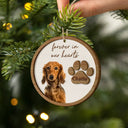 Christmas,Custom Photo,Pet Lovers,Memorial,Sad - Custom Photo Pet Memorial Pet Loss Forever In Our Hearts - Personalized 2-Layered Wooden Ornament