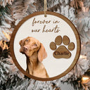 Christmas,Custom Photo,Pet Lovers,Memorial,Sad - Custom Photo Pet Memorial Pet Loss Forever In Our Hearts - Personalized 2-Layered Wooden Ornament