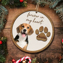 Christmas,Custom Photo,Pet Lovers,Memorial,Sad - Custom Photo Pet Memorial Pet Loss Forever In Our Hearts - Personalized 2-Layered Wooden Ornament