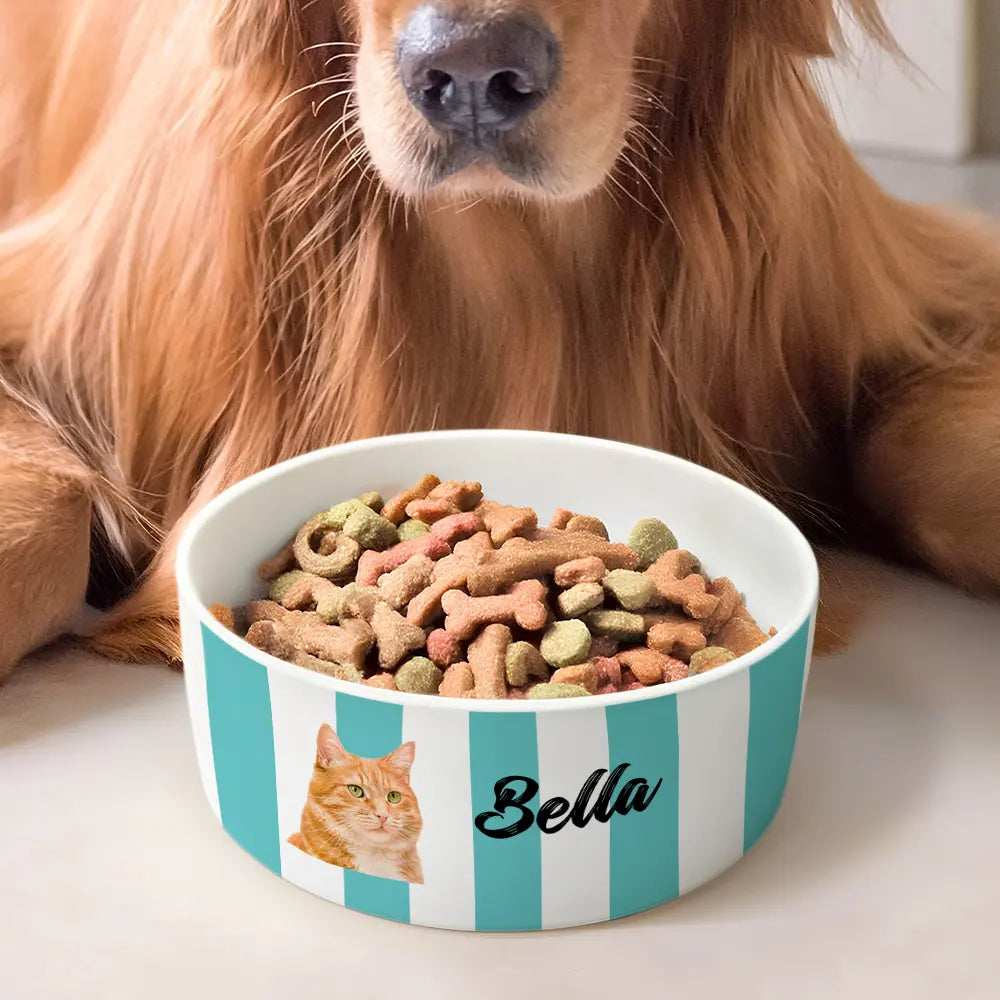 Custom Photo Pet With Name - Personalized Pet Bowl