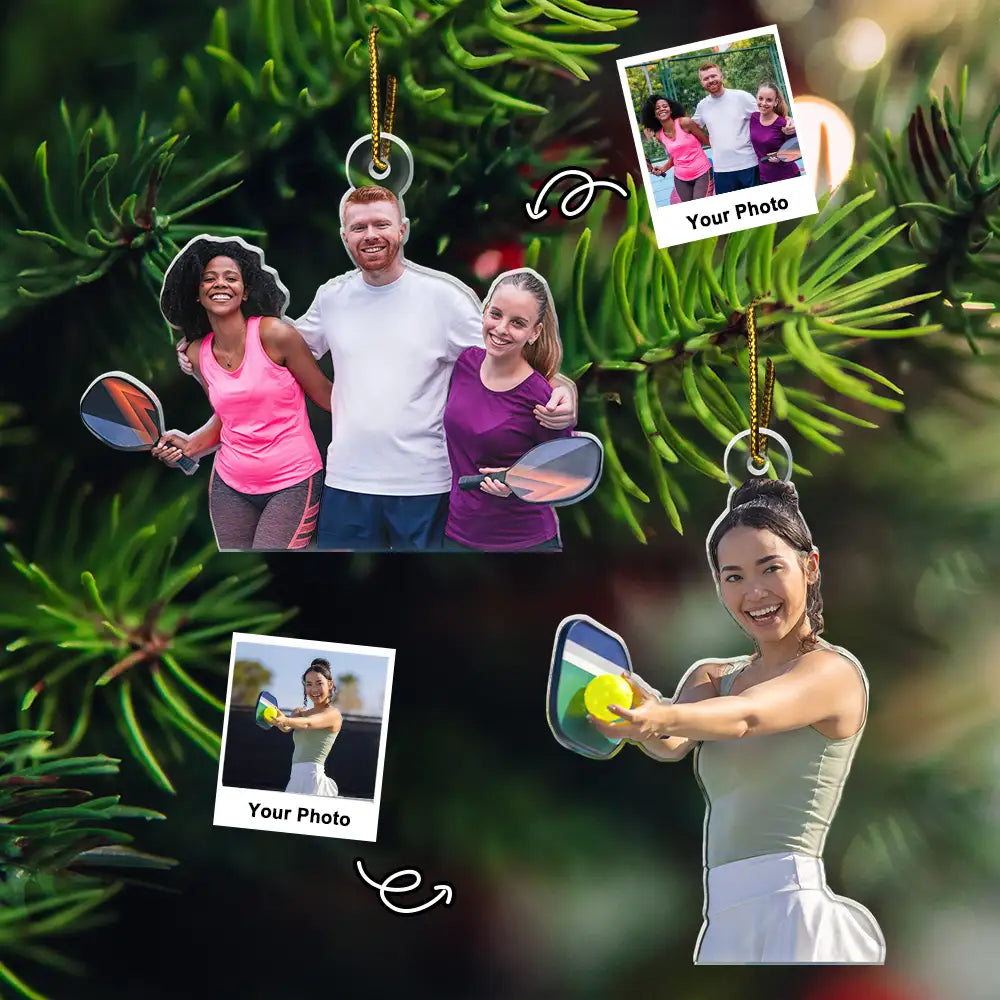 Gift For Yourself, Gift For Women, Gift For Men, Happy, Christmas, Custom Photo, Photo Hobby Ornament  - Custom Photo Pickleball Christmas Decorations - Personalized Acrylic Photo Ornament