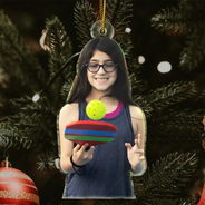 Gift For Yourself, Gift For Women, Gift For Men, Happy, Christmas, Custom Photo, Photo Hobby Ornament  - Custom Photo Pickleball Christmas Decorations - Personalized Acrylic Photo Ornament